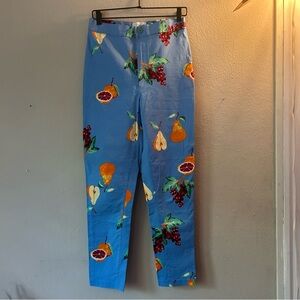 NWT Urban Outfitters Stretch Pinup Pant fruit print skinny leg trousers Size 10
